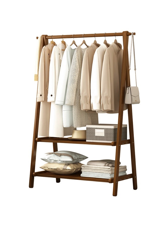 Bukela Folding Bamboo Clothes Rack, Multipurpose Clothing Garment Rack for Hanging Clothes, Stand Rack with Rod and 2 Tier Lower Storage Shelf, Coat Rack for Bedroom/Living Room - Image 1
